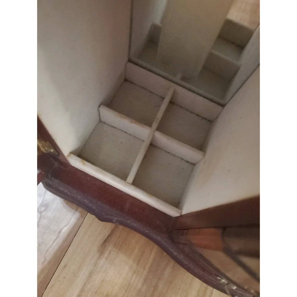 Vintage Wooden Armoire Style Jewelry Box Multiple Drawers FLAWED